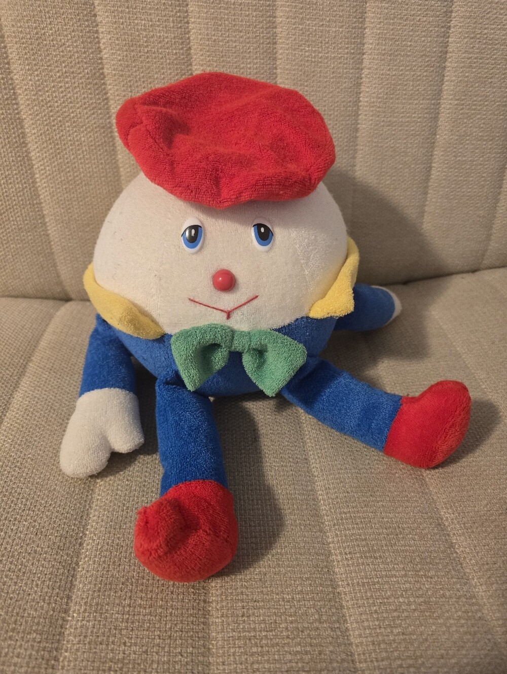 Vintage Baby Humpty Dumpty Rattle Plush Stuffed Nostalgic Toy